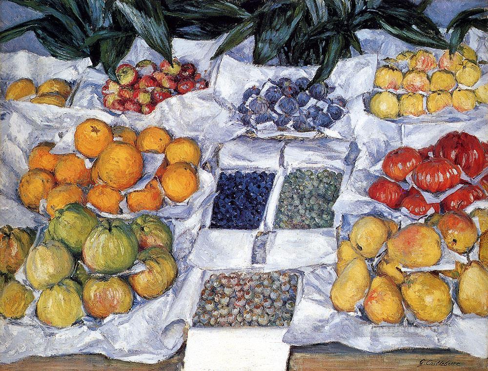 Fruit Displayed On A Stand still life Gustave Caillebotte Oil Paintings